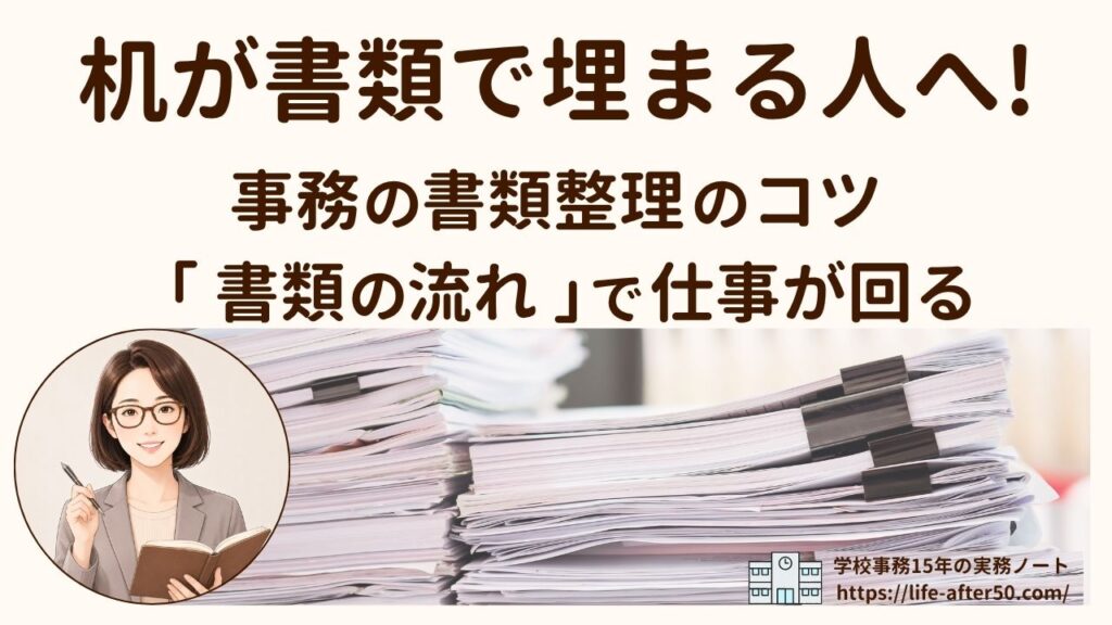 学校事務の書類整理のコツ｜机が書類で埋まる人向けに「書類の流れ」を作る方法を現役主任が解説