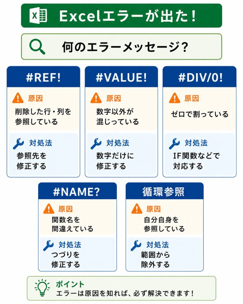 Excelの代表的なエラーと対処方法