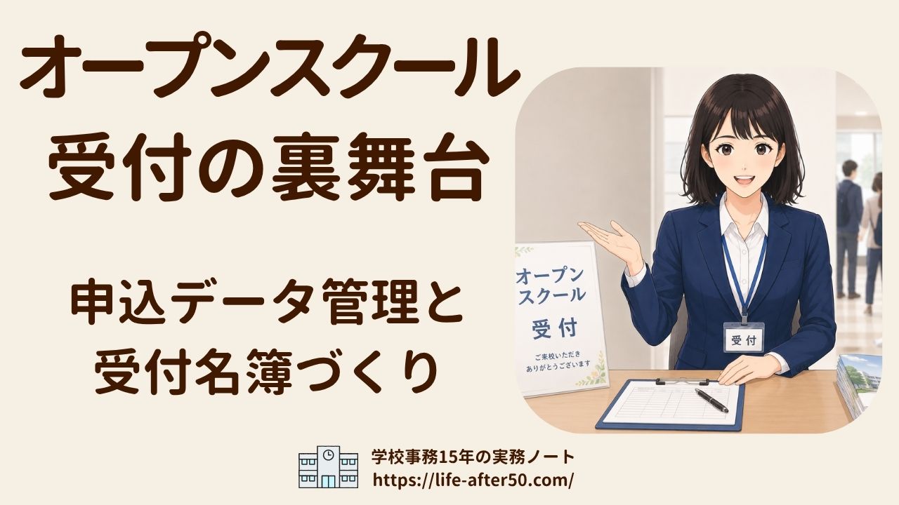 オープンスクール受付の裏舞台|学校事務の申込データ管理と受付名簿づくりを現役主任が解説