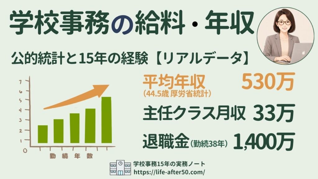 学校事務の給料と年収のリアルデータ、公的統計と事務主任15年の経験