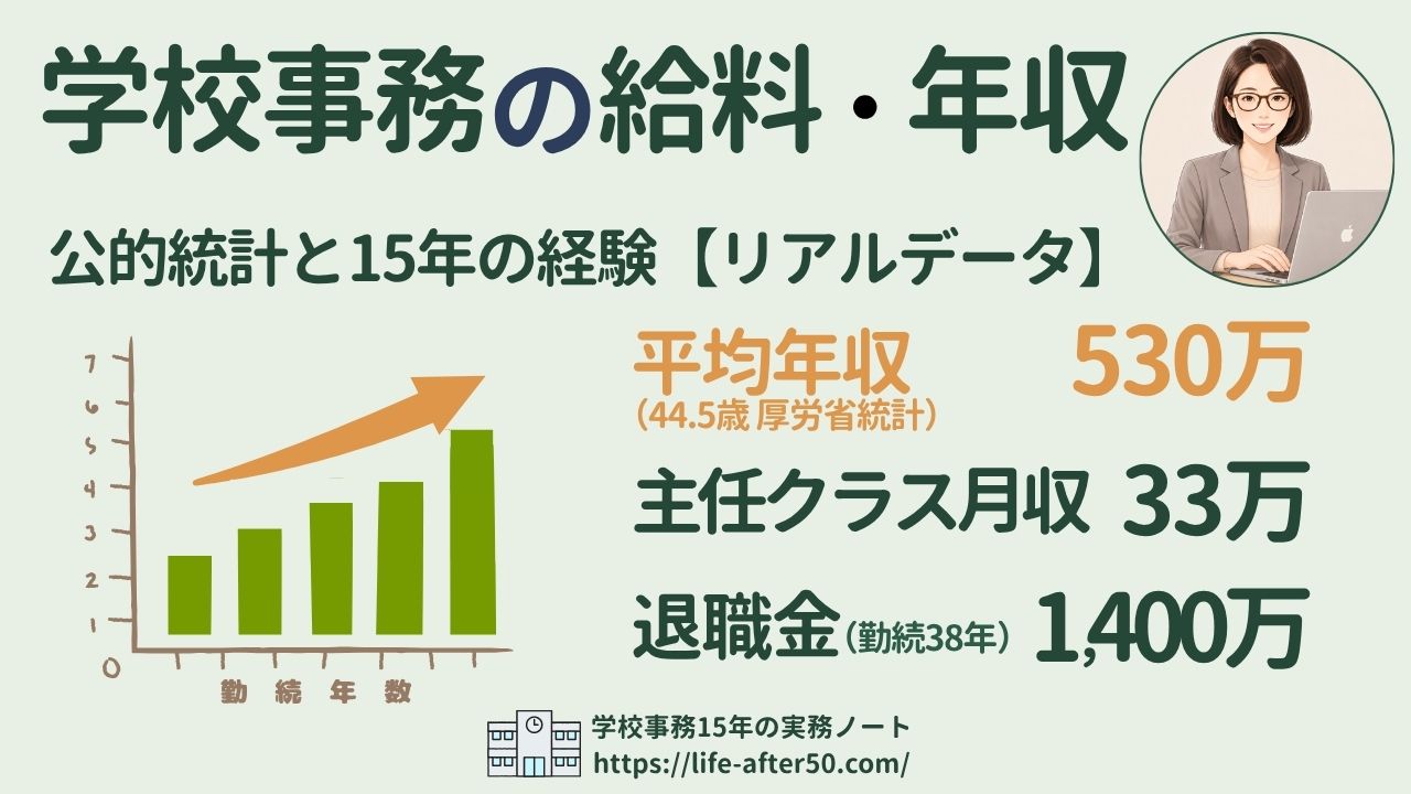 学校事務の給料と年収のリアルデータ、公的統計と事務主任15年の経験