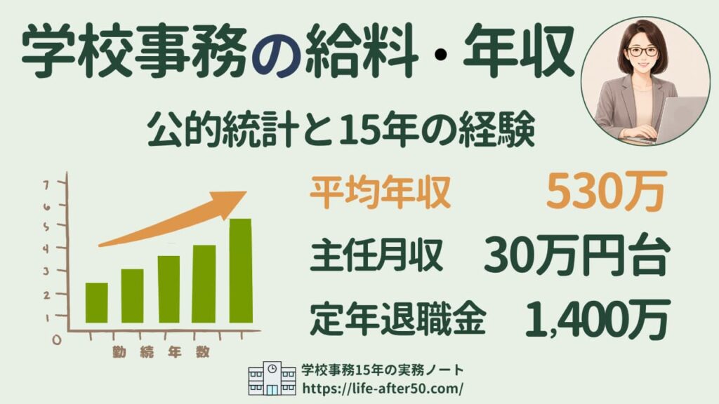 学校事務の給料と年収、公的統計と事務主任15年の経験
