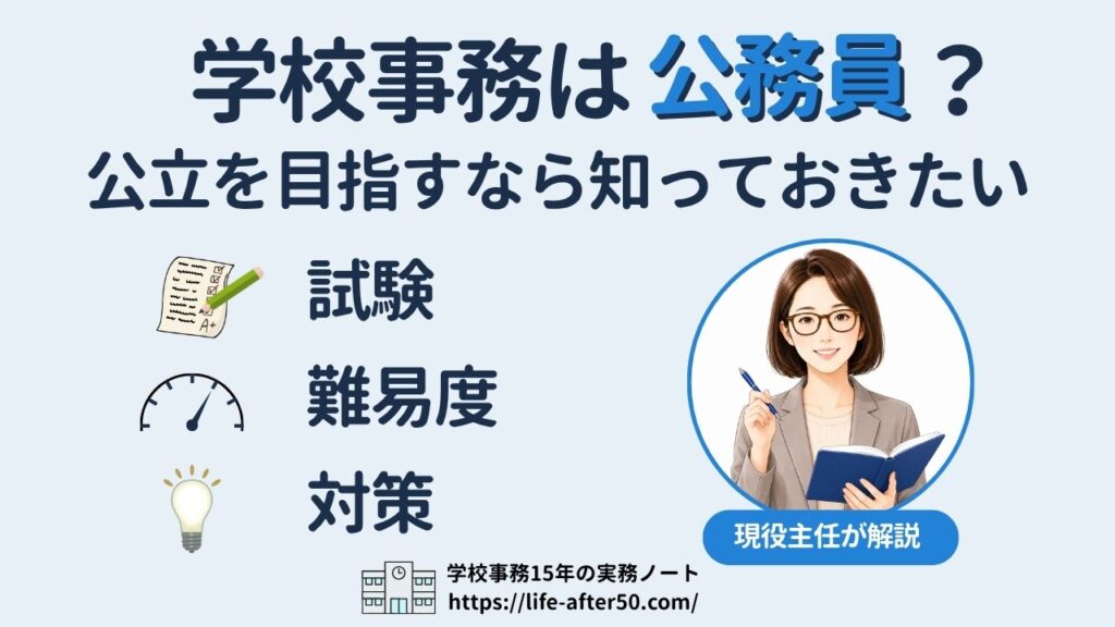 学校事務は公務員？公立を目指す人向けに試験・難易度・対策を解説します