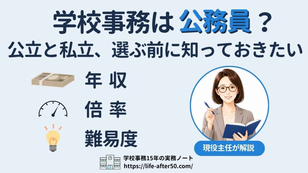 学校事務は公務員？公立と私立の年収・倍率・難易度を15年目の主任が解説