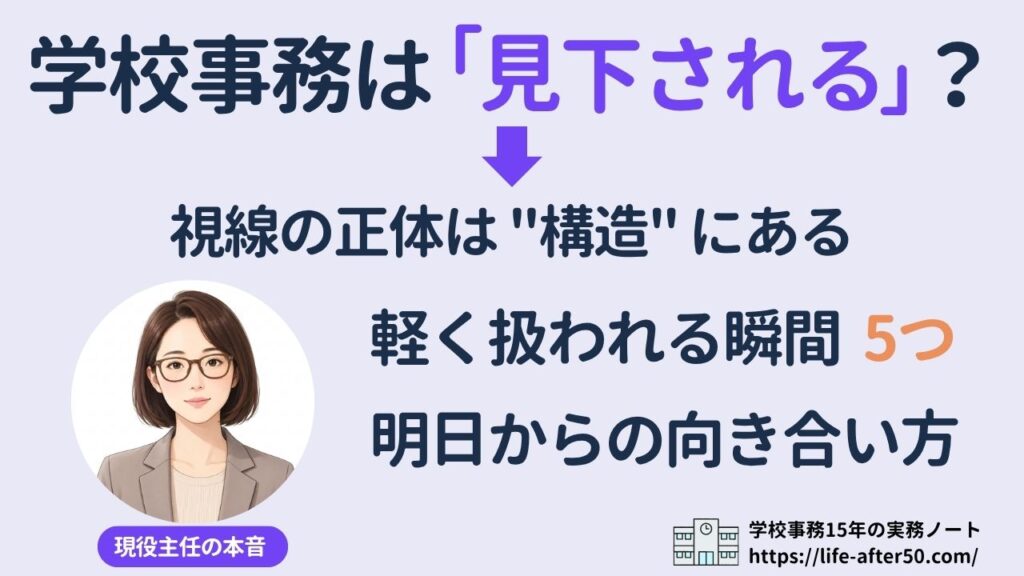 学校事務は見下される？視線の正体と向き合い方を15年目主任が解説
