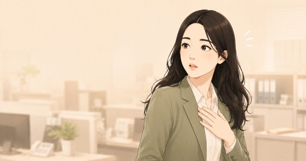 学校事務主任を打診されて驚いている女性のイラスト